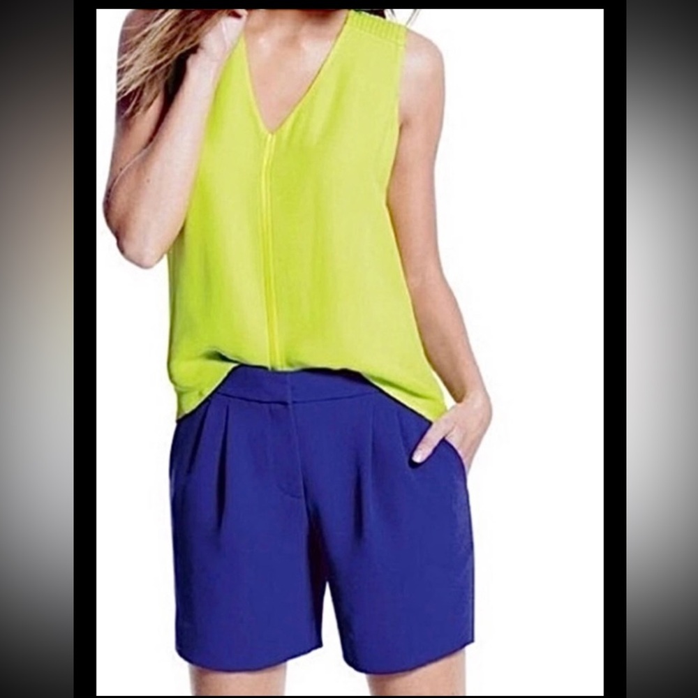 J CREW Shorts Pleated Crepe Royal Blue Dress Flat Back Sz 2